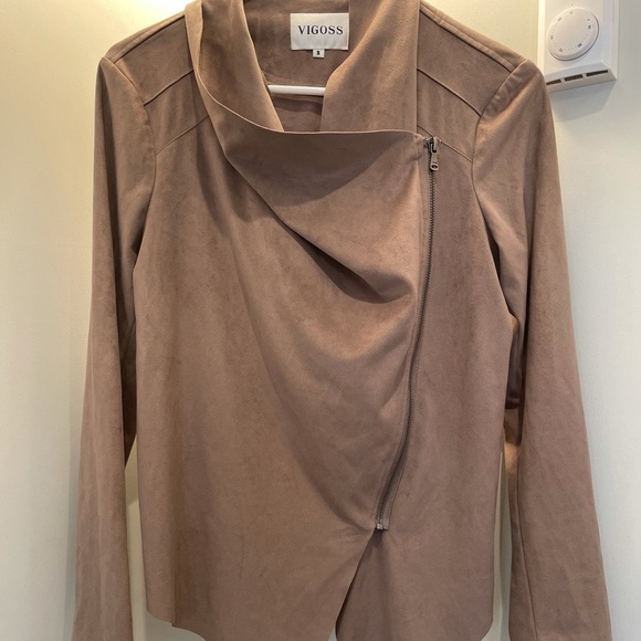 Vigoss Suede Taupe/Nude Women’s Jacket Blazer - Picture 2 of 6